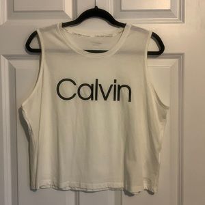 Calvin Klein Performance Women’s XL cropped white muscle tee NWOT